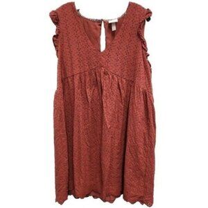 Knox Rose Rust Orange Eyelet Flutter Mini Dress